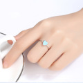 Fashion Heart 925 Sterling Silver Opal Rings